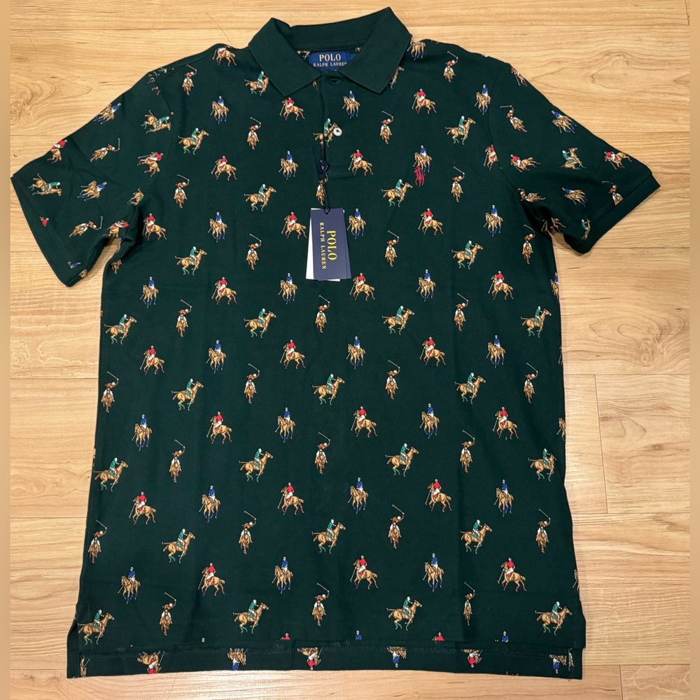 Polo Ralph Lauren Men’s Classic Fit Mesh All Over Race Pony Polo Green NWT M-XXL